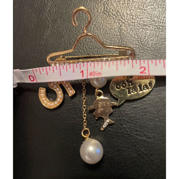 Gold Hanger Brooch Pin with Charms - Picture 3 of 4